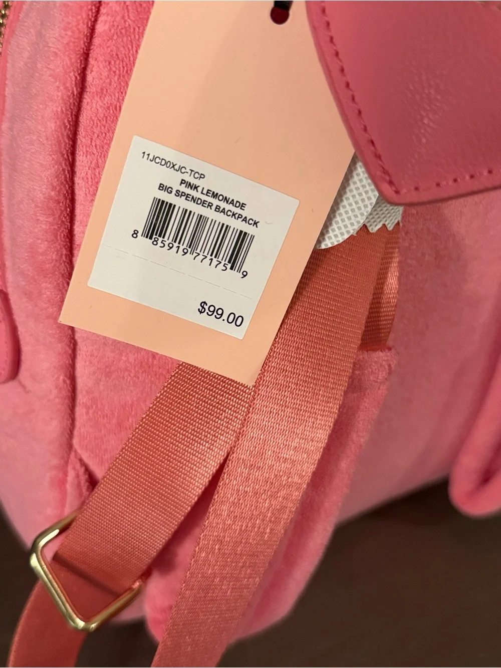 Juicy Couture Pink Velour Big Spender Backpack